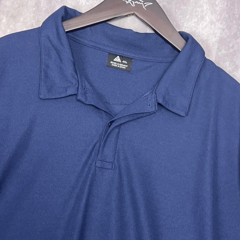 Akkon Polo Shirt Mens 4XL Navy Blue Excellent ZT140 Sleeve Pocket Stretch